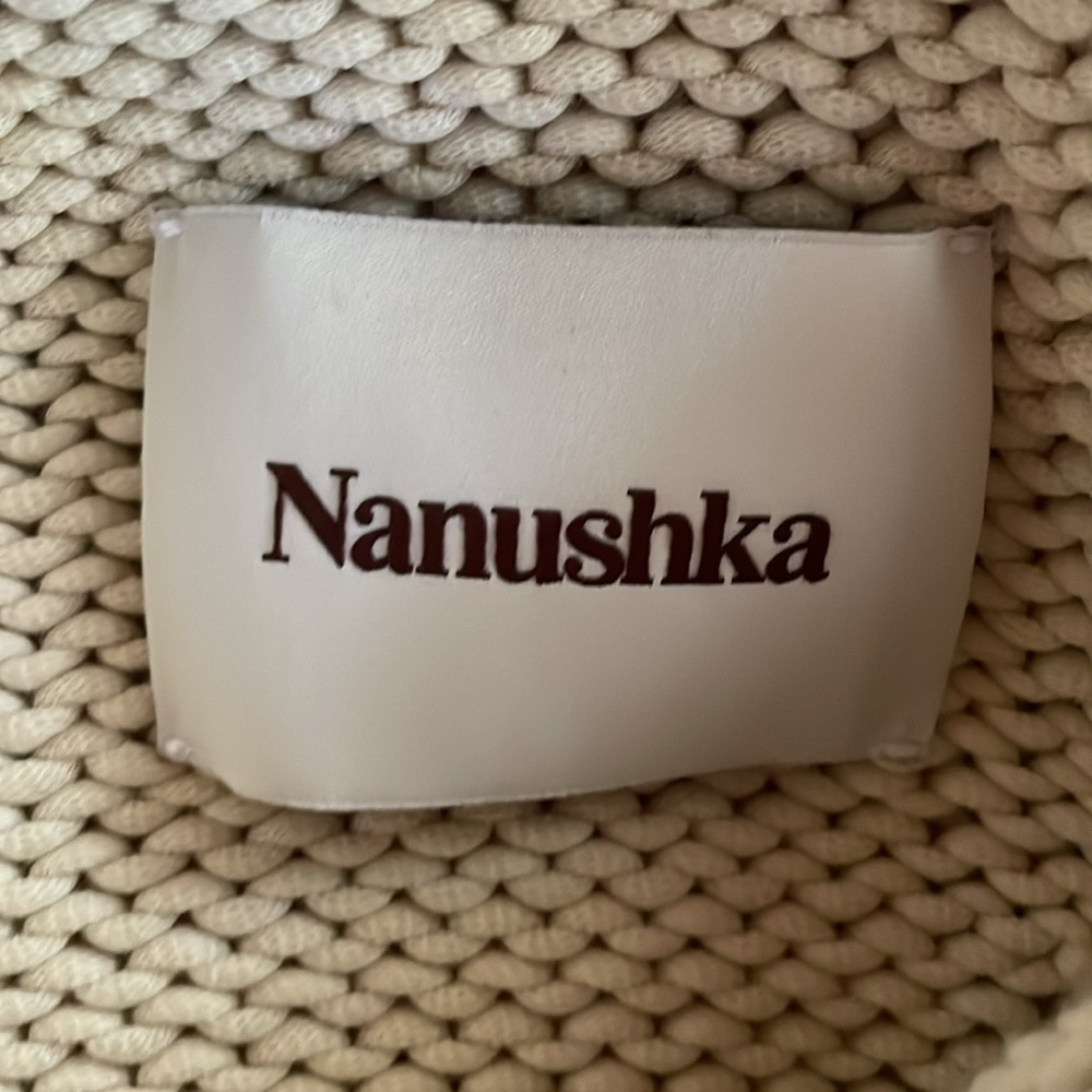 NANUSHKA Cotton Half Zip Chunky Cable Knit Ribbed Oversized Crop Sweater M - Picture 11 of 16